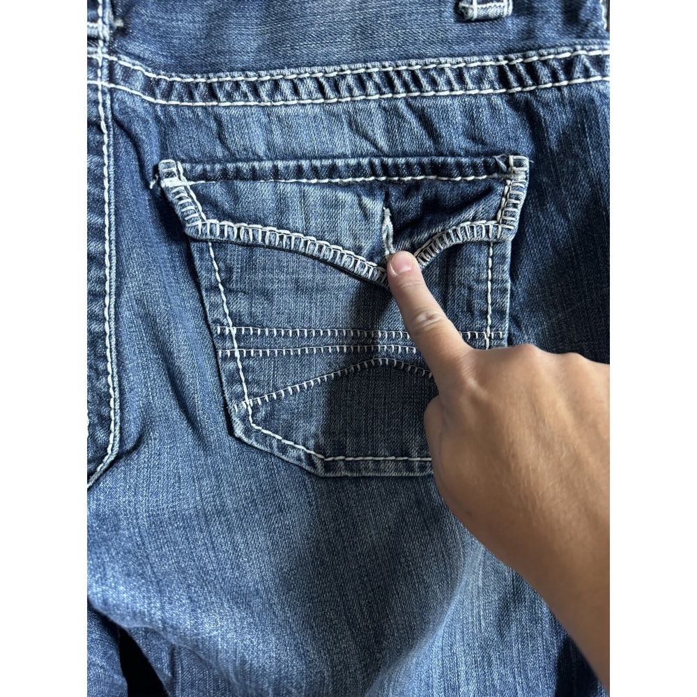 Express Mens 34x31 Jeans Classic Low Rise Boot Cut Kingston Denim *see Note* - Picture 3 of 16